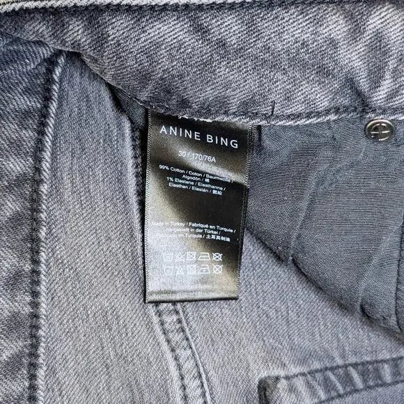ANINE BING Beck High Rise Skinny Slim Jeans Dark Grey Size 30 NWT
